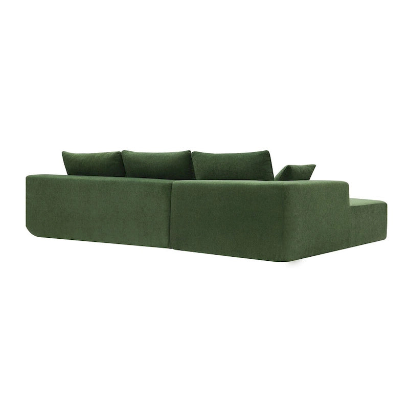 Divano Sezionale Imbottito Minimalista a L Modulare Verde da 277 cm con Combinazione a Due Pezzi - 277L x 173P x 72A cm