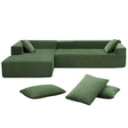 Divano Sezionale Imbottito Minimalista a L Modulare Verde da 277 cm con Combinazione a Due Pezzi - 277L x 173P x 72A cm
