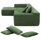 Divano Sezionale Imbottito Minimalista a L Modulare Verde da 277 cm con Combinazione a Due Pezzi - 277L x 173P x 72A cm
