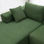 Divano Sezionale Imbottito Minimalista a L Modulare Verde da 277 cm con Combinazione a Due Pezzi - 277L x 173P x 72A cm
