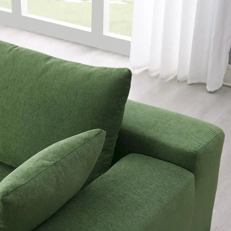 Divano Sezionale Imbottito Minimalista a L Modulare Verde da 277 cm con Combinazione a Due Pezzi - 277L x 173P x 72A cm