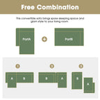 Divano Sezionale Imbottito Minimalista a L Modulare Verde da 277 cm con Combinazione a Due Pezzi - 277L x 173P x 72A cm