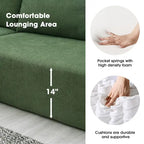 Divano Sezionale Imbottito Minimalista a L Modulare Verde da 277 cm con Combinazione a Due Pezzi - 277L x 173P x 72A cm