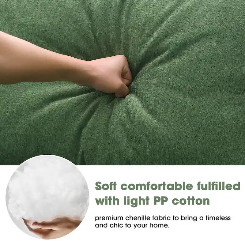 Divano Sezionale Imbottito Minimalista a L Modulare Verde da 277 cm con Combinazione a Due Pezzi - 277L x 173P x 72A cm
