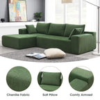 Divano Sezionale Imbottito Minimalista a L Modulare Verde da 277 cm con Combinazione a Due Pezzi - 277L x 173P x 72A cm