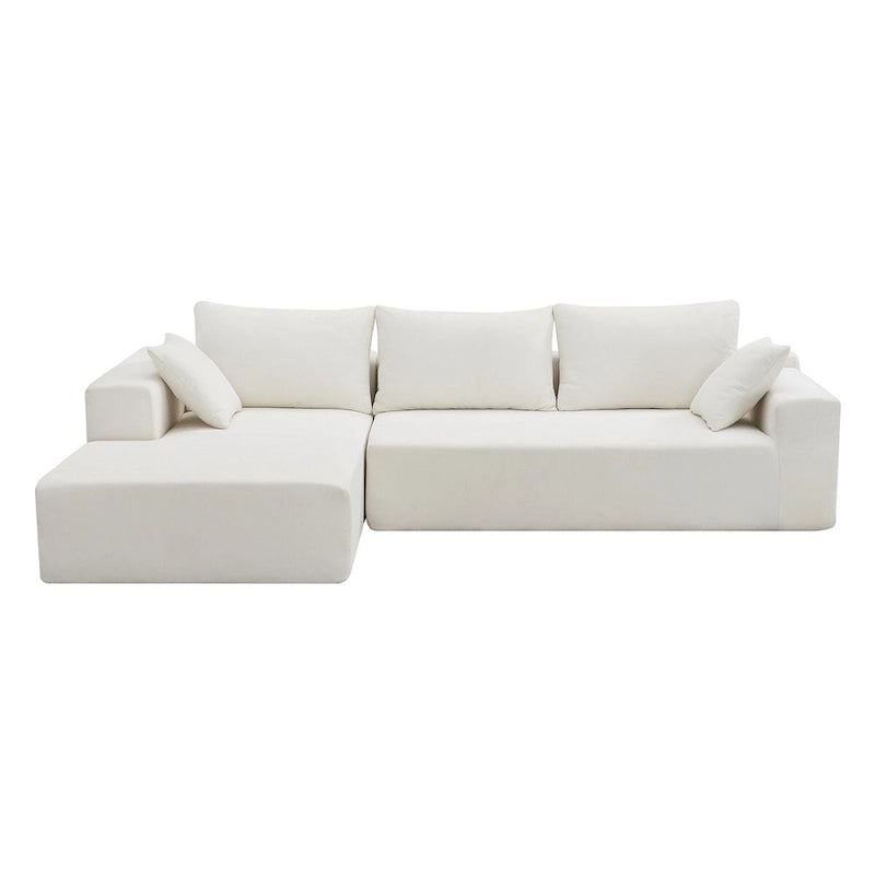 Divano Sezionale Imbottito Minimalista a L Modulare Verde da 277 cm con Combinazione a Due Pezzi - 277L x 173P x 72A cm