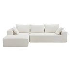 Divano Sezionale Imbottito Minimalista a L Modulare Verde da 277 cm con Combinazione a Due Pezzi - 277L x 173P x 72A cm