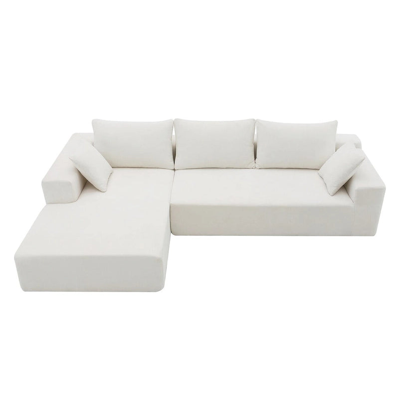 Divano Sezionale Imbottito Minimalista a L Modulare Verde da 277 cm con Combinazione a Due Pezzi - 277L x 173P x 72A cm