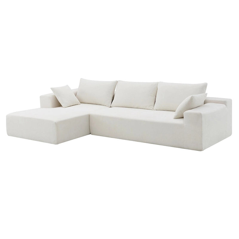 Divano Sezionale Imbottito Minimalista a L Modulare Verde da 277 cm con Combinazione a Due Pezzi - 277L x 173P x 72A cm