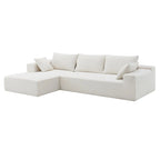 Divano Sezionale Imbottito Minimalista a L Modulare Verde da 277 cm con Combinazione a Due Pezzi - 277L x 173P x 72A cm