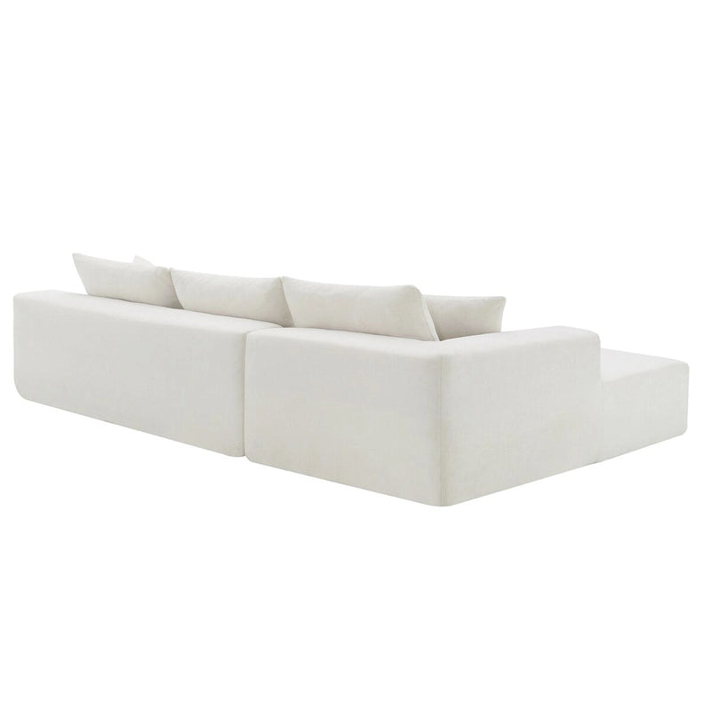 Divano Sezionale Imbottito Minimalista a L Modulare Verde da 277 cm con Combinazione a Due Pezzi - 277L x 173P x 72A cm