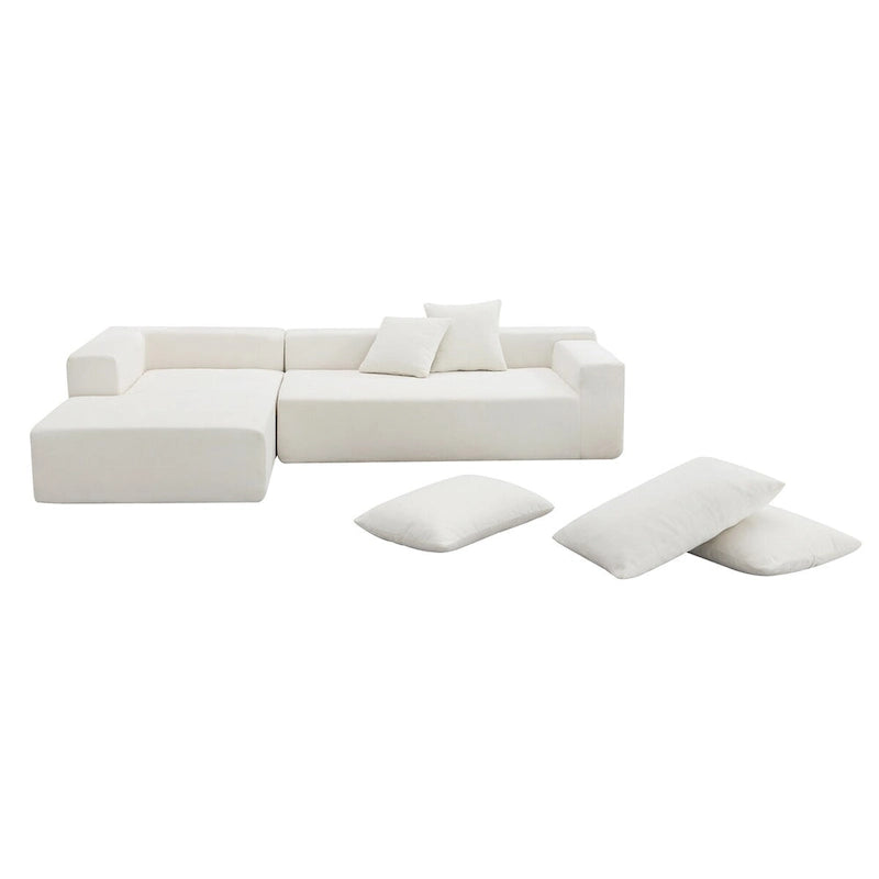Divano Sezionale Imbottito Minimalista a L Modulare Verde da 277 cm con Combinazione a Due Pezzi - 277L x 173P x 72A cm