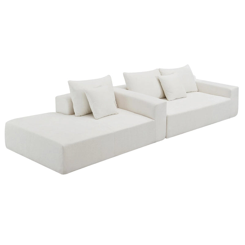 Divano Sezionale Imbottito Minimalista a L Modulare Verde da 277 cm con Combinazione a Due Pezzi - 277L x 173P x 72A cm