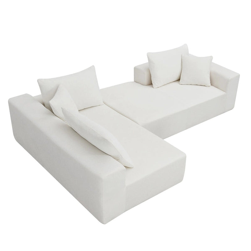 Divano Sezionale Imbottito Minimalista a L Modulare Verde da 277 cm con Combinazione a Due Pezzi - 277L x 173P x 72A cm