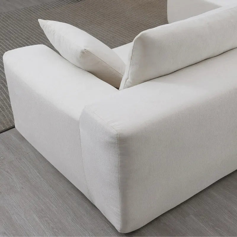 Divano Sezionale Imbottito Minimalista a L Modulare Verde da 277 cm con Combinazione a Due Pezzi - 277L x 173P x 72A cm
