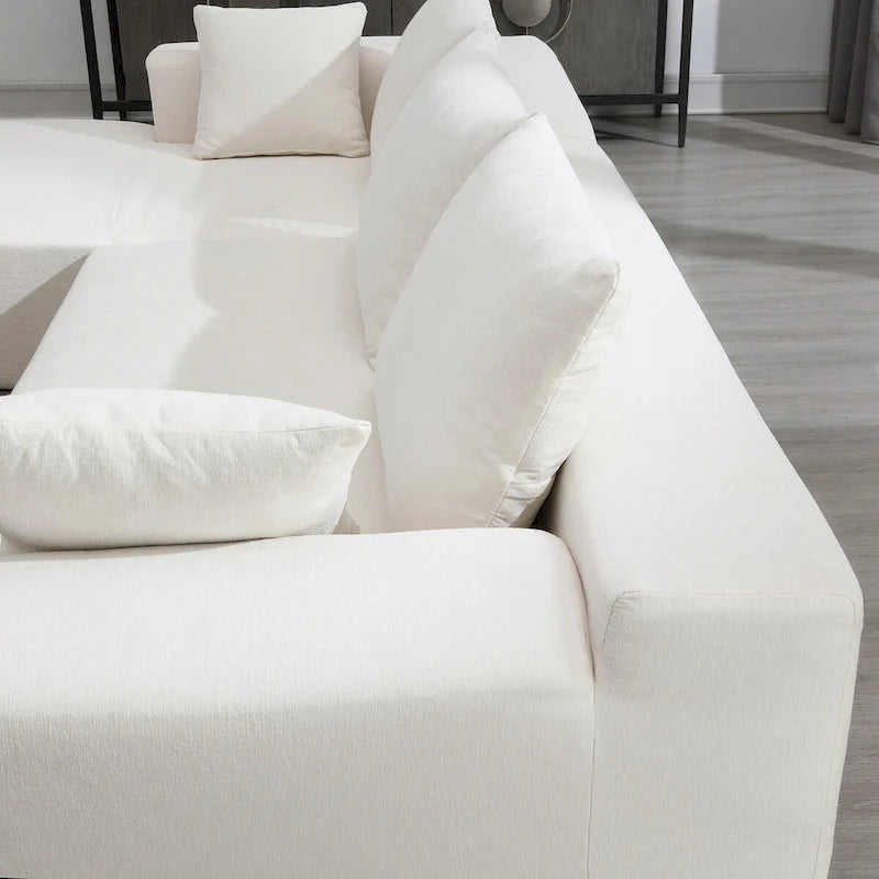 Divano Sezionale Imbottito Minimalista a L Modulare Verde da 277 cm con Combinazione a Due Pezzi - 277L x 173P x 72A cm