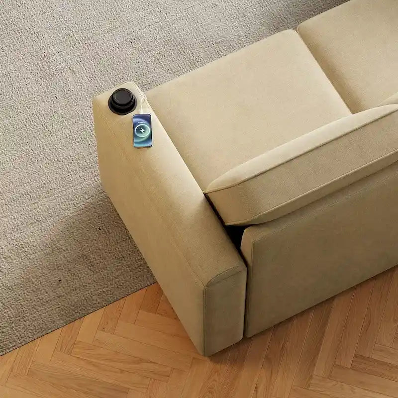 Divano letto componibile imbottito estraibile con spazio di archiviazione da 85,8 pollici