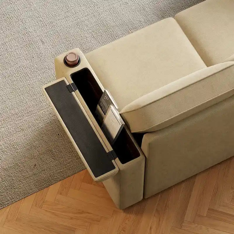 Divano letto componibile imbottito estraibile con spazio di archiviazione da 85,8 pollici