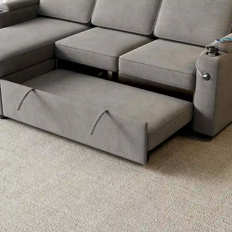 Divano letto componibile imbottito estraibile con spazio di archiviazione da 85,8 pollici