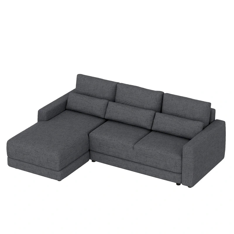 Divano sezionale modulare a L con cuscini dello schienale rimovibili e 3 cuscini decorativi