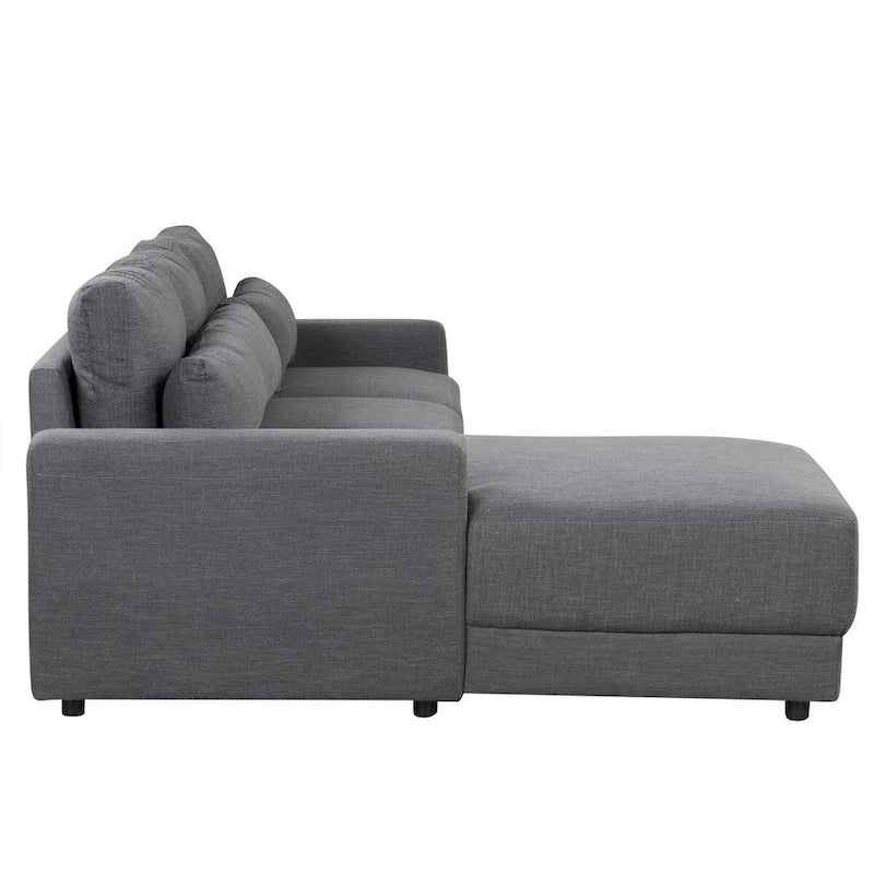 Divano sezionale modulare a L con cuscini dello schienale rimovibili e 3 cuscini decorativi
