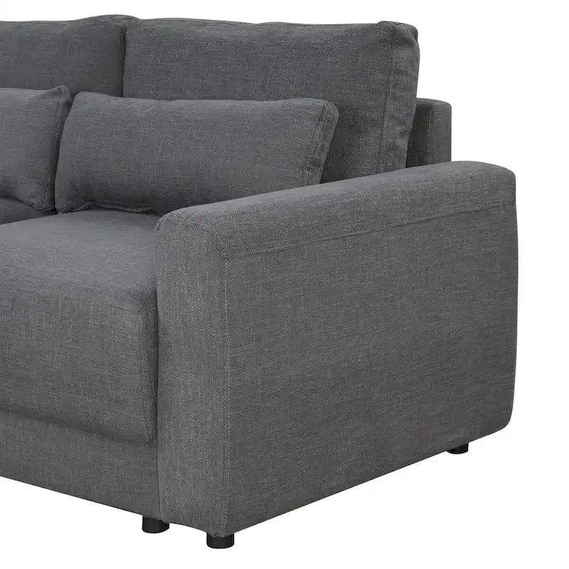 Divano sezionale modulare a L con cuscini dello schienale rimovibili e 3 cuscini decorativi