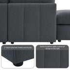 Divano Sezionale Moderno a L 5 Posti, Set Divano Senza Braccioli, Pouf, Varie Combinazioni, Grigio Scuro