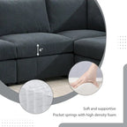 Divano Sezionale Moderno a L 5 Posti, Set Divano Senza Braccioli, Pouf, Varie Combinazioni, Grigio Scuro