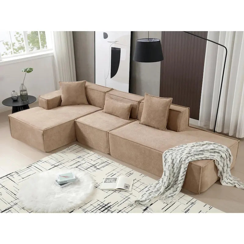 Divano componibile a L moderno e minimalista, senza installazione