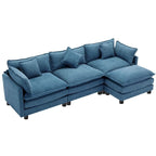 Divano a L da 285 cm in ciniglia con rivestimento per soggiorno, divano moderno di lusso con pouf