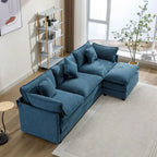 Divano a L da 285 cm in ciniglia con rivestimento per soggiorno, divano moderno di lusso con pouf
