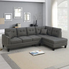 Set divano componibile a 2 pezzi in tessuto effetto lino con 2 cuscini decorativi