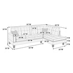 Set divano componibile a 2 pezzi in tessuto effetto lino con 2 cuscini decorativi
