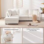 Divano Sezionale a L Moderno a 5 Posti con Strisce Verticali, 2 Cuscini, Ottomana Convertibile