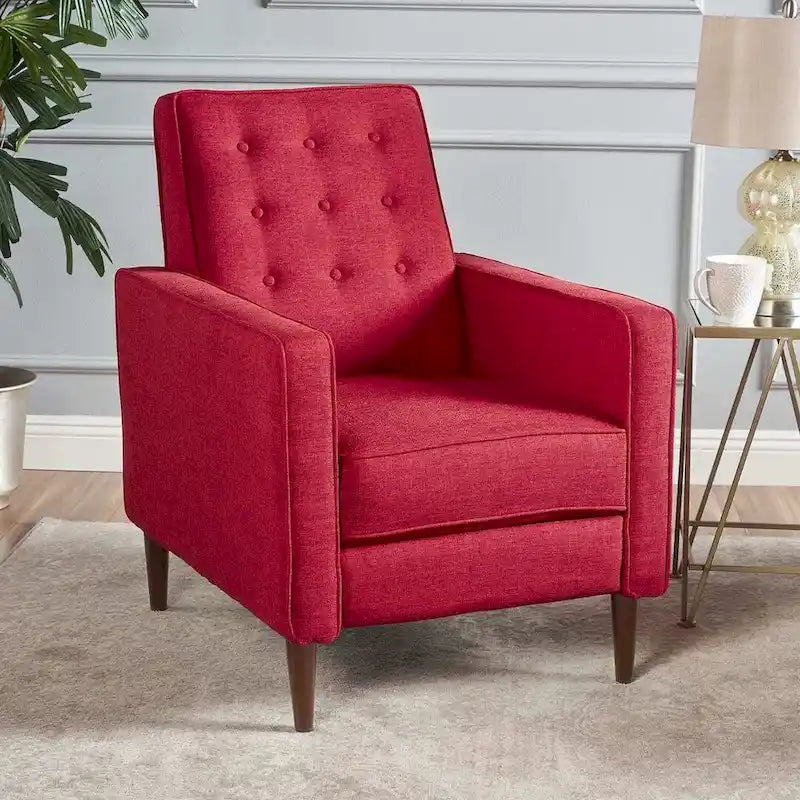 Poltrona reclinabile in tessuto stile Mid-Century Modern con gambe in betulla