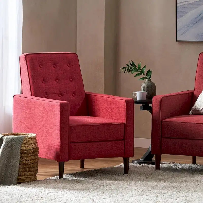 Poltrona reclinabile in tessuto stile Mid-Century Modern con gambe in betulla