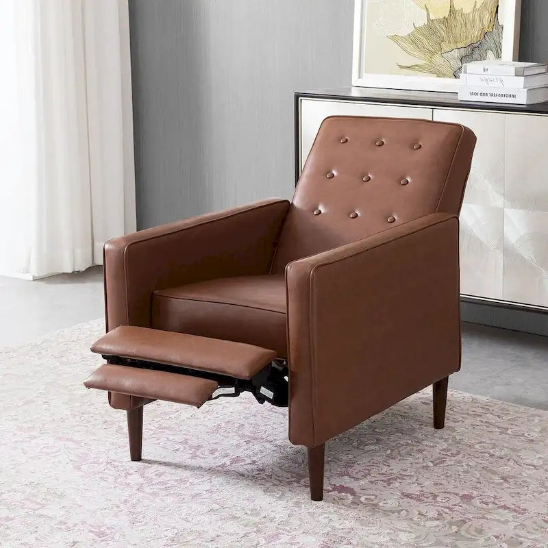 Poltrona reclinabile in tessuto stile Mid-Century Modern con gambe in betulla