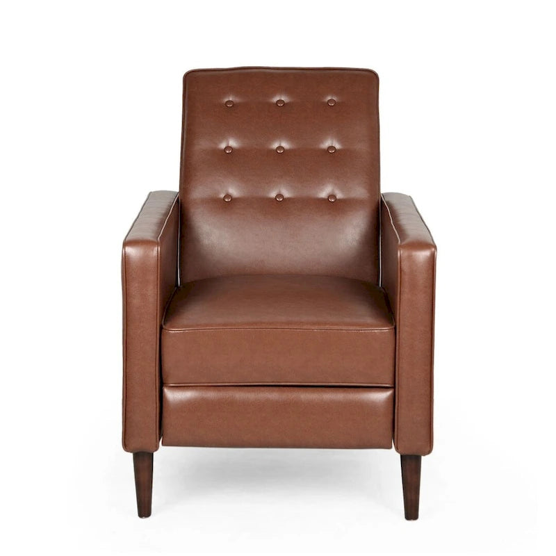 Poltrona reclinabile in tessuto stile Mid-Century Modern con gambe in betulla