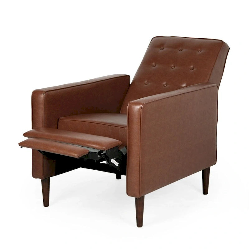 Poltrona reclinabile in tessuto stile Mid-Century Modern con gambe in betulla
