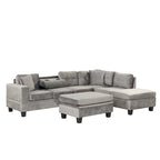 104.5-inch Modern L-shaped Sectional Sofa with Storage Ottoman and Reversible Chaise - 104.5W x 74.5D x 33.5H
