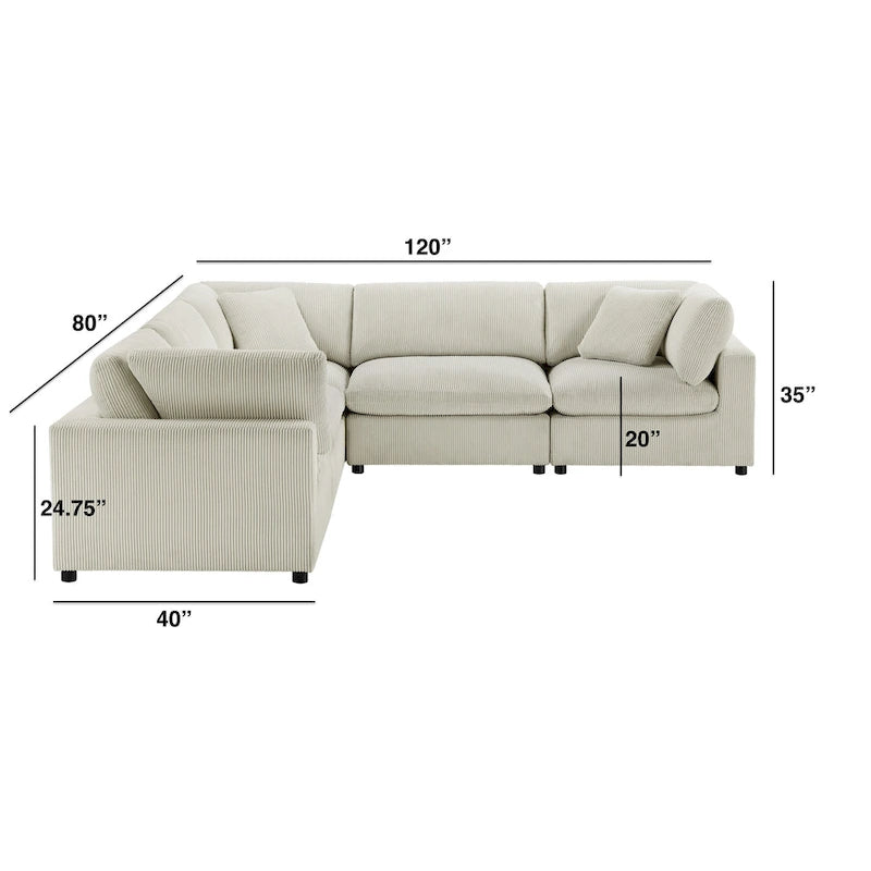 Canapé d'angle modulable 5 pièces Cambrai de Greyson Living