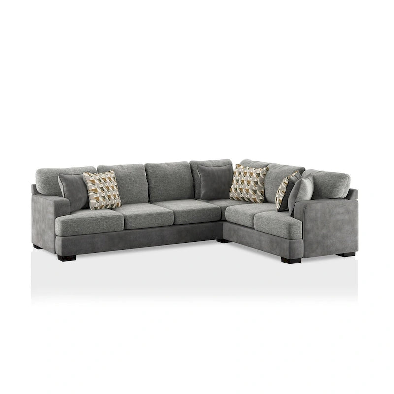 Canapé d'angle en bois massif gris de transition Herm par Furniture of America