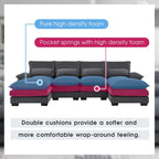Divano Sezionale Modulare a U Moderno Grigio con Doppia Chaise Longue