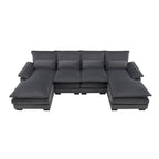 Divano Sezionale Modulare a U Moderno Grigio con Doppia Chaise Longue