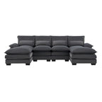 Divano Sezionale Modulare a U Moderno Grigio con Doppia Chaise Longue