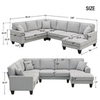 Canapé d'angle moderne surdimensionné en velours 89*89, grand meuble d'intérieur rembourré en forme de L avec double coussin, gris