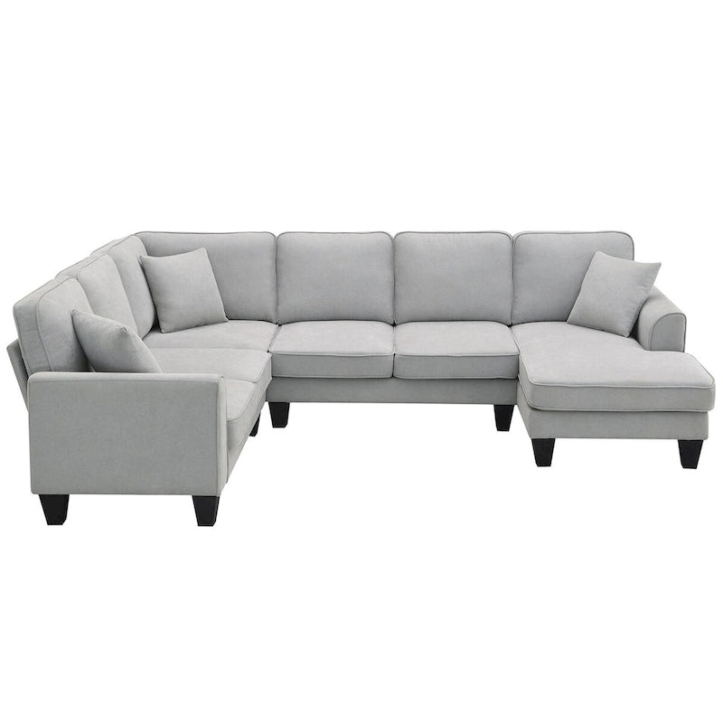 Canapé d'angle moderne surdimensionné en velours 89*89, grand meuble d'intérieur rembourré en forme de L avec double coussin, gris