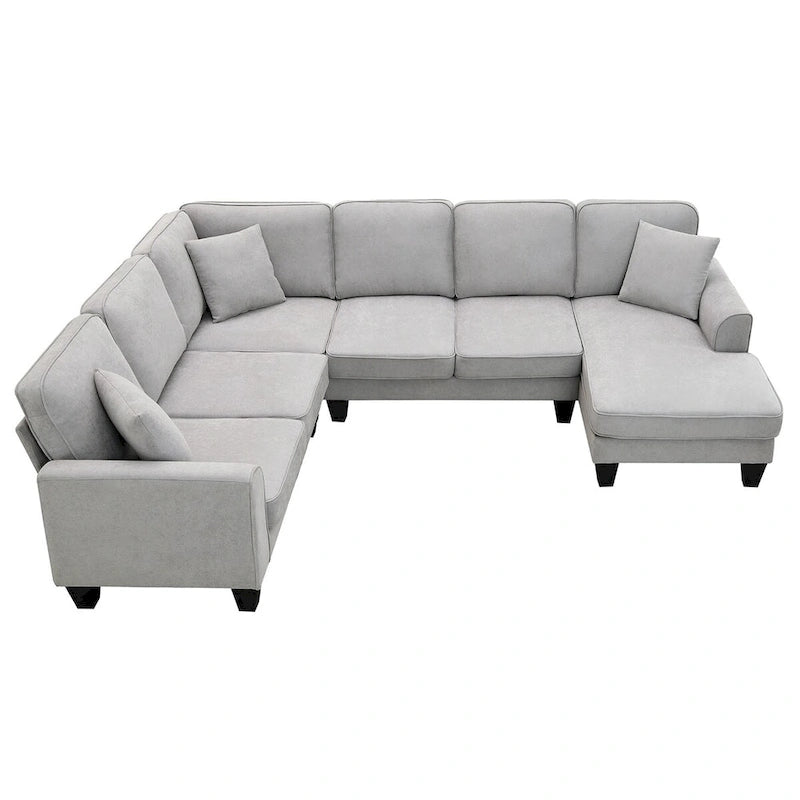 Canapé d'angle moderne surdimensionné en velours 89*89, grand meuble d'intérieur rembourré en forme de L avec double coussin, gris