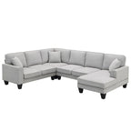 Canapé d'angle moderne surdimensionné en velours 89*89, grand meuble d'intérieur rembourré en forme de L avec double coussin, gris