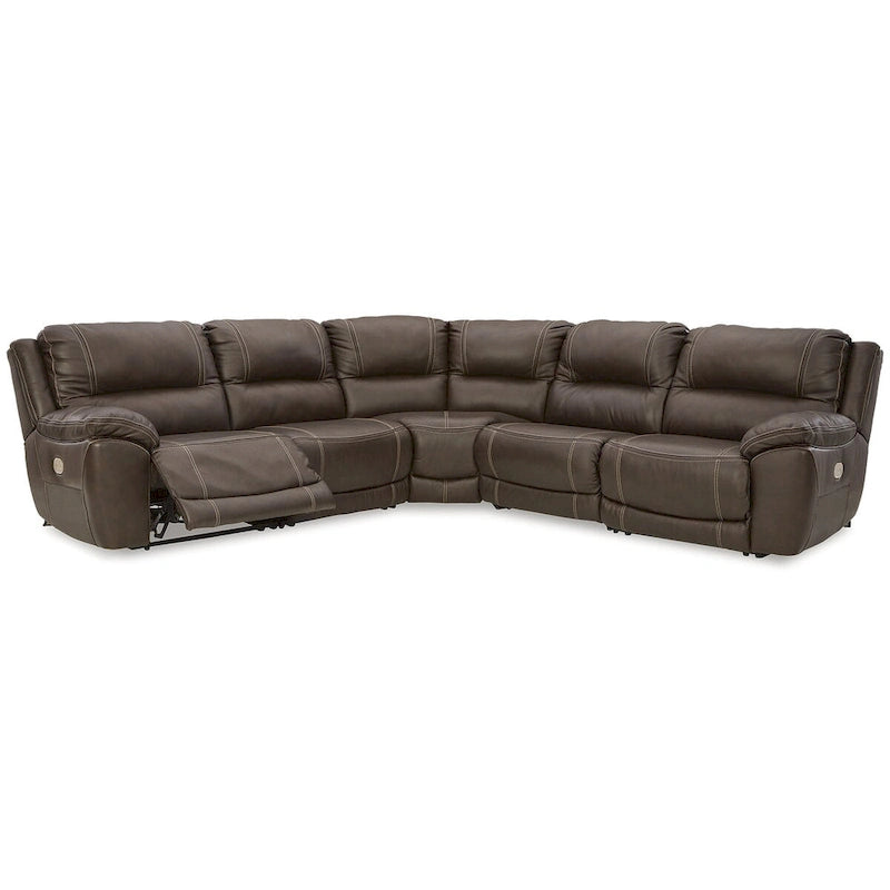 Signature Design by Ashley Divano sezionale reclinabile elettrico Dunleith Brown a 5 pezzi - 123 larghezza x 123 profondità x 43 altezza